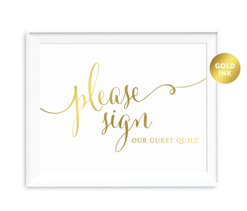 Andaz Press 8.5 x 11 Metallic Gold Wedding Party Signs-Set of 1-Andaz Press-Sign Our Guest Quilt-