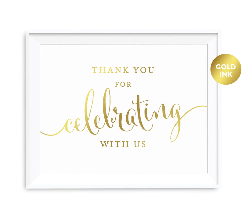 Andaz Press 8.5 x 11 Metallic Gold Wedding Party Signs-Set of 1-Andaz Press-Thank You For Celebrating With Us-