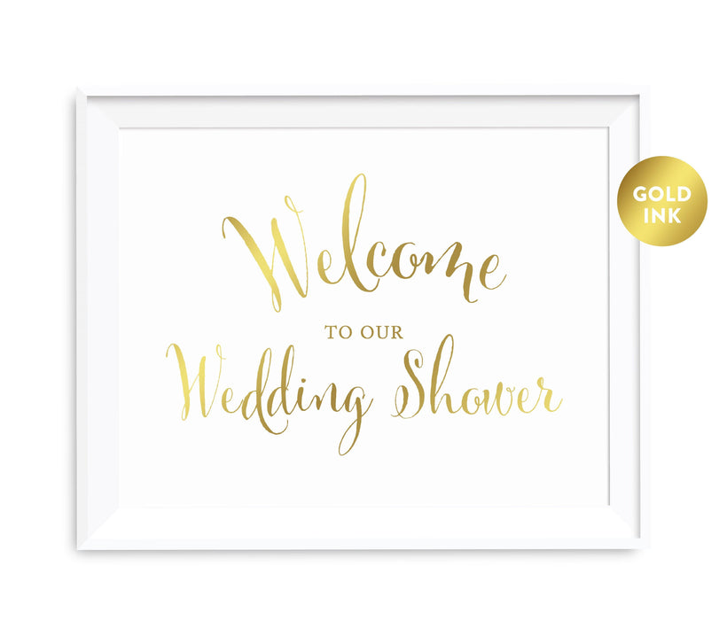 Andaz Press 8.5 x 11 Metallic Gold Wedding Party Signs-Set of 1-Andaz Press-Welcome To Our Wedding Shower-