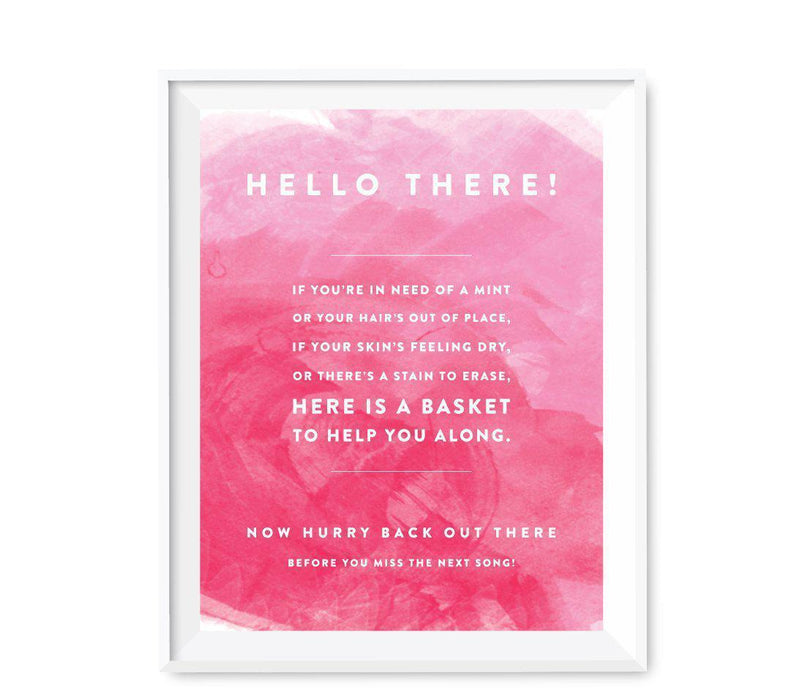 Andaz Press 8.5 x 11 Pink Watercolor Wedding Party Signs-Set of 1-Andaz Press-Bathroom Basket-