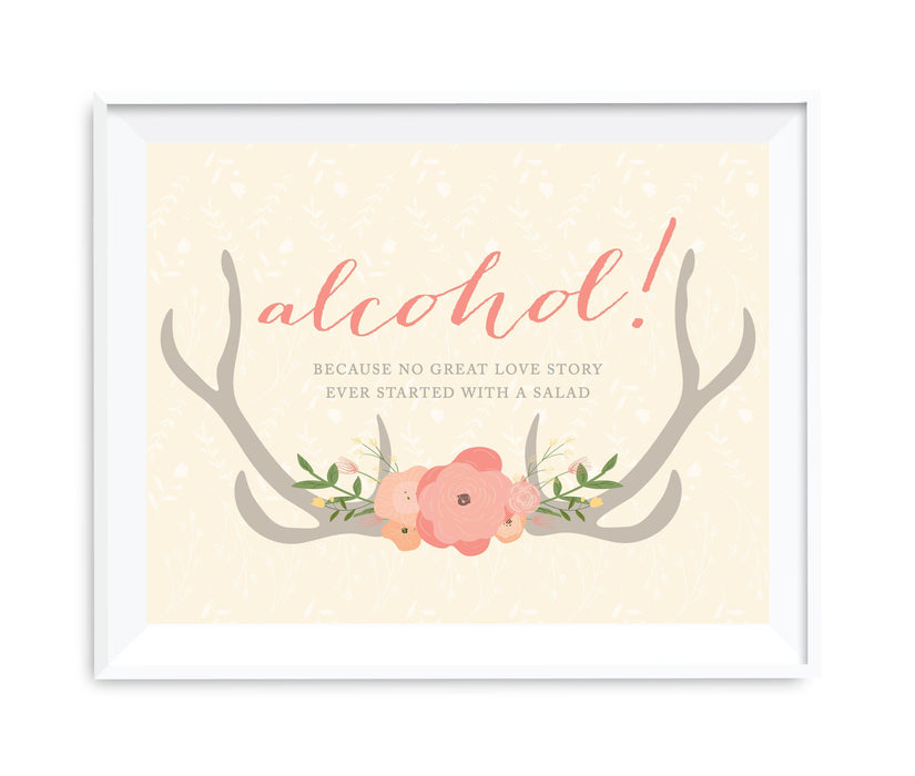 Andaz Press 8.5 x 11 Woodland Deer Wedding Party Signs-Set of 1-Andaz Press-Alcohol, No Story Started With A Salad-