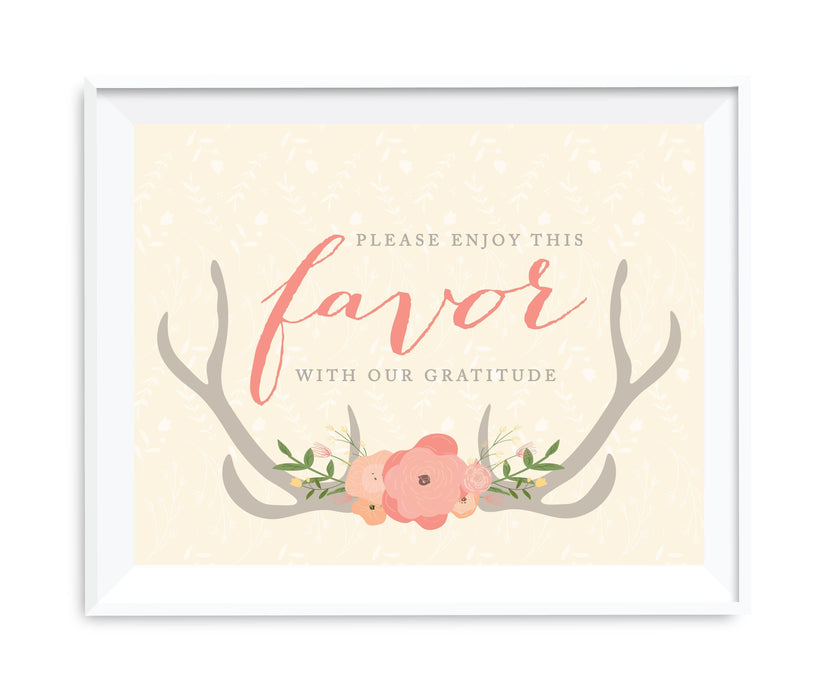 Andaz Press 8.5 x 11 Woodland Deer Wedding Party Signs-Set of 1-Andaz Press-Please Enjoy Favor With Our Gratitude-