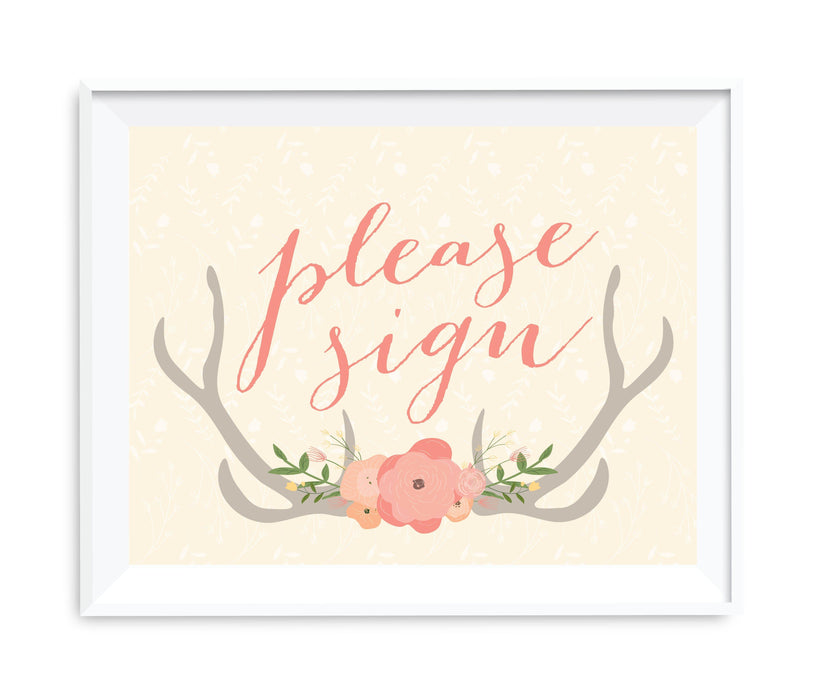Andaz Press 8.5 x 11 Woodland Deer Wedding Party Signs-Set of 1-Andaz Press-Please Sign-