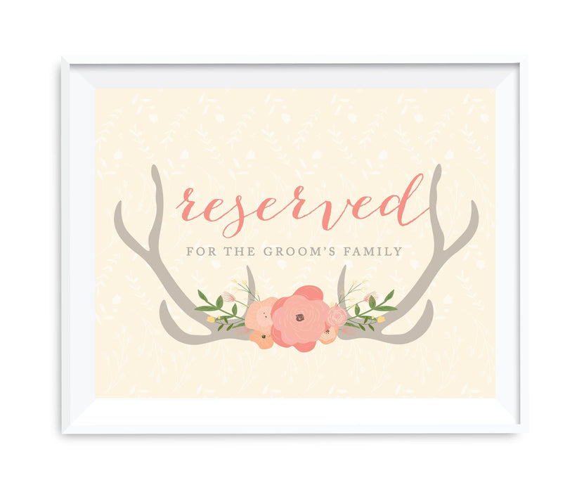 Andaz Press 8.5 x 11 Woodland Deer Wedding Party Signs-Set of 1-Andaz Press-Reserved For The Groom's Family-