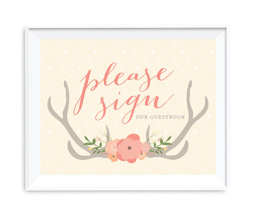 Andaz Press 8.5 x 11 Woodland Deer Wedding Party Signs-Set of 1-Andaz Press-Sign Our Guestbook-