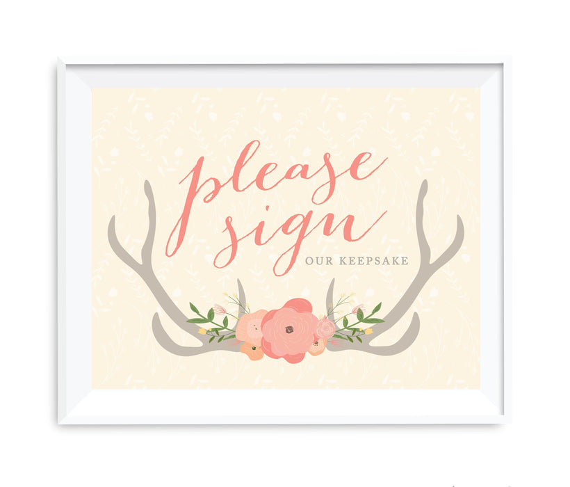 Andaz Press 8.5 x 11 Woodland Deer Wedding Party Signs-Set of 1-Andaz Press-Sign Our Keepsake-