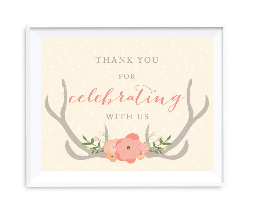 Andaz Press 8.5 x 11 Woodland Deer Wedding Party Signs-Set of 1-Andaz Press-Thank You For Celebrating With Us-
