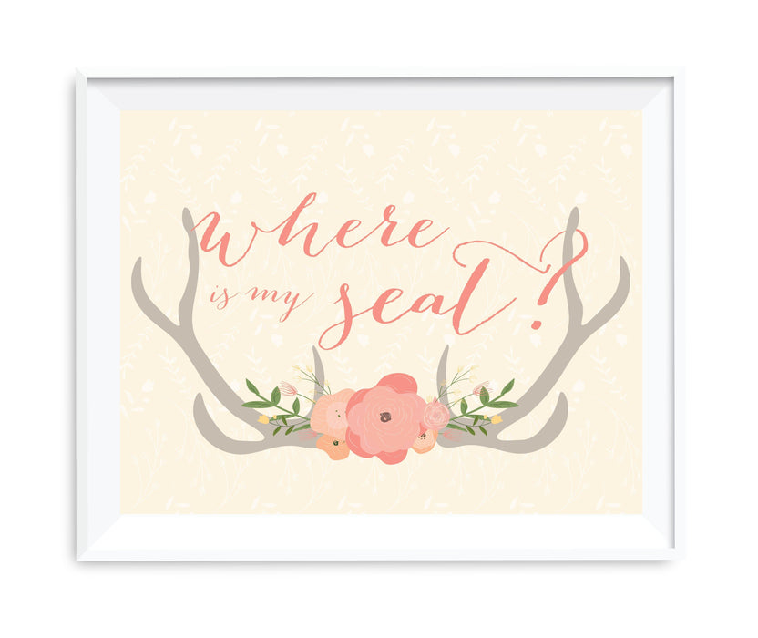 Andaz Press 8.5 x 11 Woodland Deer Wedding Party Signs-Set of 1-Andaz Press-Where Is My Seat?-
