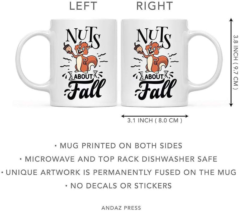Andaz Press Autumn 11oz. Coffee Mug Gift, Nuts About Fall, Squirrel Graphic-Set of 1-Andaz Press-Nuts About Fall, Squirrel Graphic-