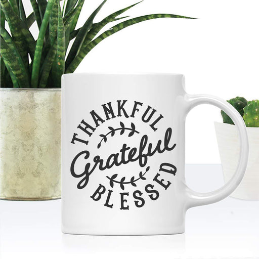 Andaz Press Autumn 11oz. Coffee Mug Gift, Thankful Grateful Blessed, Round-Set of 1-Andaz Press-Thankful Grateful Blessed, Round-