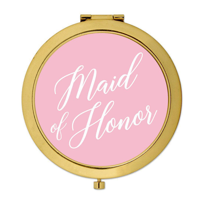 Andaz Press Blush Pink Monogram Gold 2.75 inch Round Compact Mirror-Set of 1-Andaz Press-Maid of Honor-