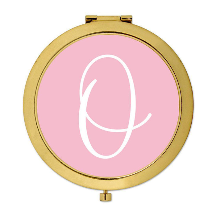 Andaz Press Blush Pink Monogram Gold 2.75 inch Round Compact Mirror-Set of 1-Andaz Press-O-