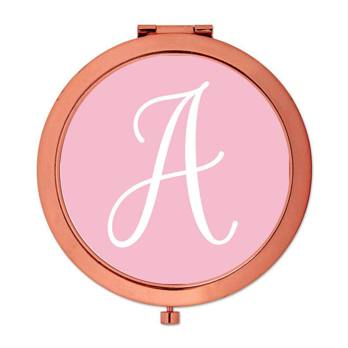 Andaz Press Blush Pink Monogram Rose Gold 2.75 inch Round Compact Mirror-Set of 1-Andaz Press-A-