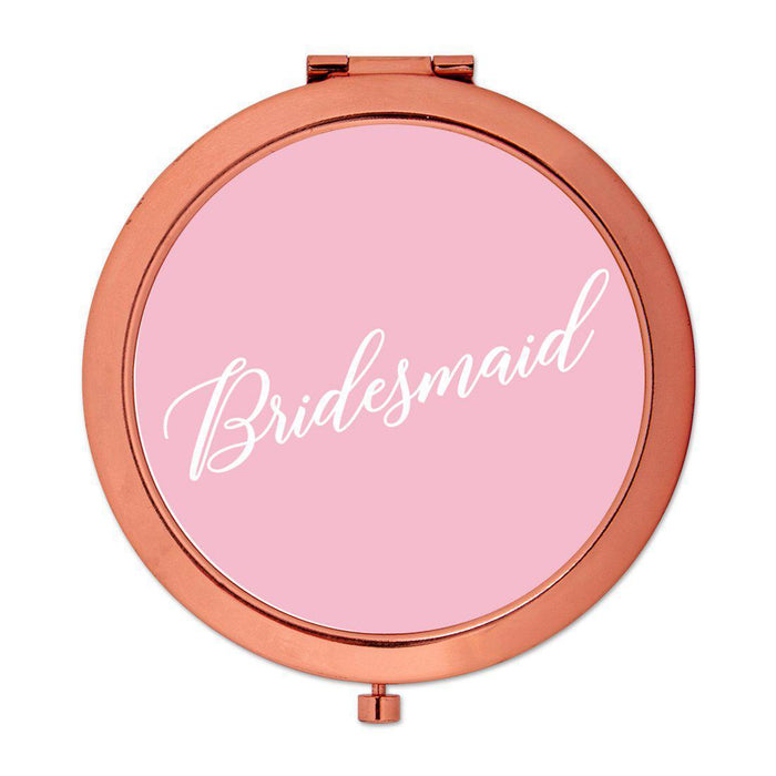 Andaz Press Blush Pink Monogram Rose Gold 2.75 inch Round Compact Mirror-Set of 1-Andaz Press-Bridesmaid-