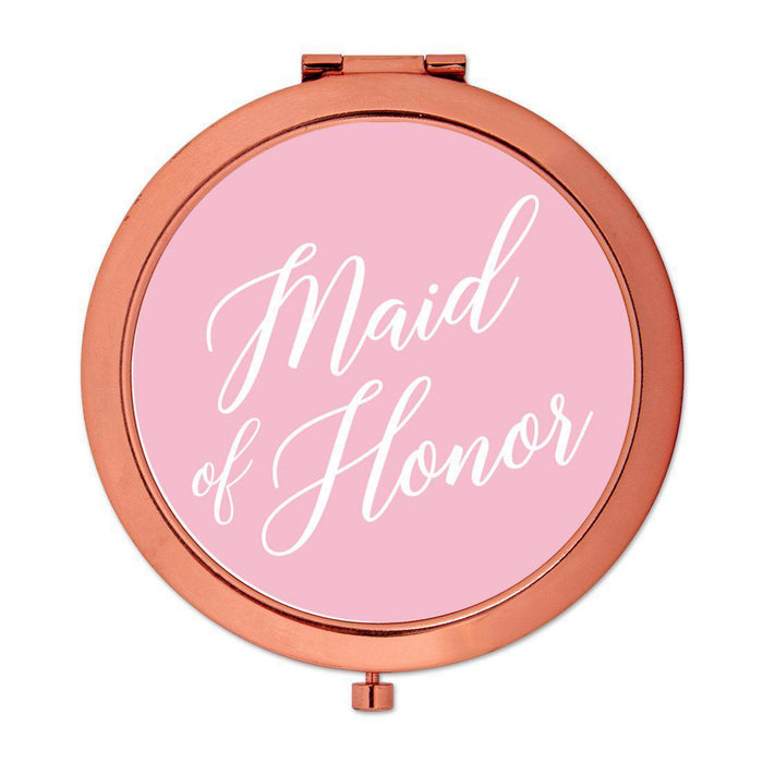 Andaz Press Blush Pink Monogram Rose Gold 2.75 inch Round Compact Mirror-Set of 1-Andaz Press-Maid of Honor-