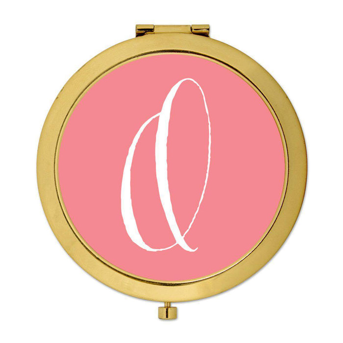 Andaz Press Coral Monogram Gold 2.75 inch Round Compact Mirror-Set of 1-Andaz Press-O-