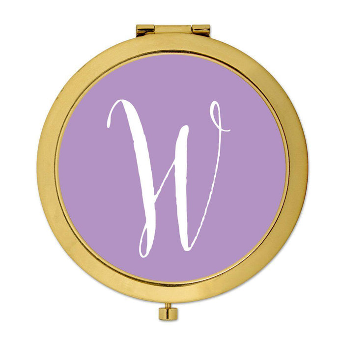 Andaz Press Lavender Monogram Gold 2.75 inch Round Compact Mirror-Set of 1-Andaz Press-W-