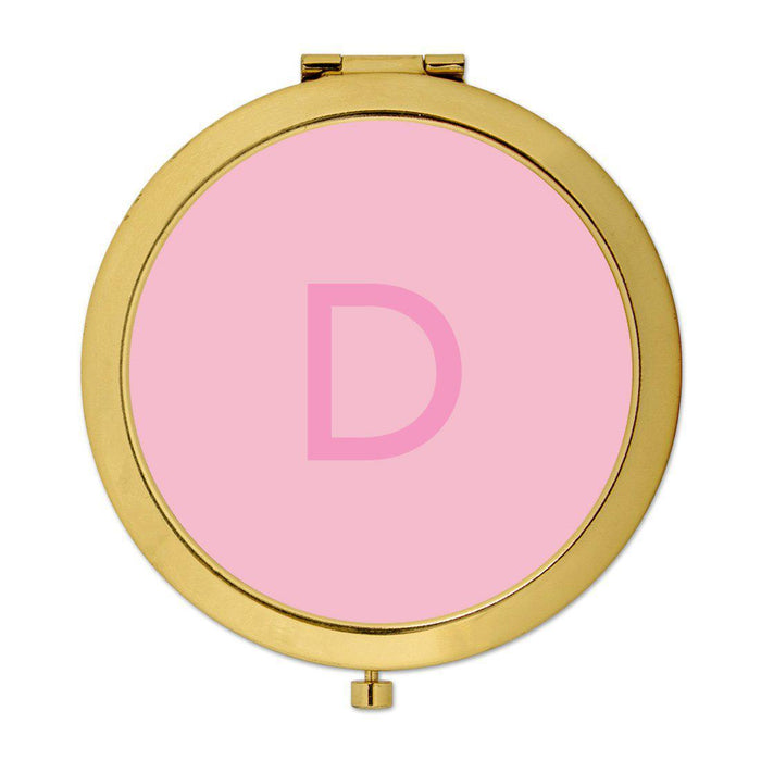 Andaz Press Modern Blush Pink Monogram Gold 2.75 inch Round Compact Mirror-Set of 1-Andaz Press-D-