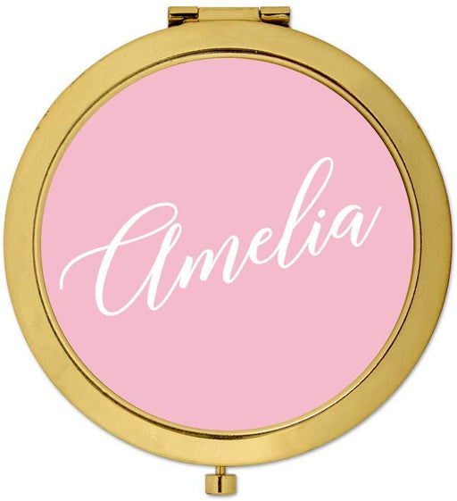 Andaz Press Persoanlized Blush Pink Monogram Gold Compact Mirror-Set of 1-Andaz Press-Bridesmaid Custom-