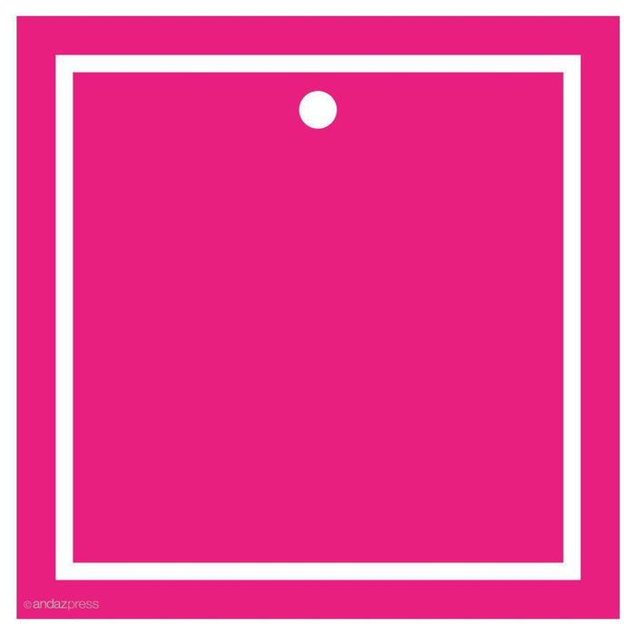 Andaz Press Solid Color Square Blank Gift Tags-Set of 24-Andaz Press-Fuchsia-