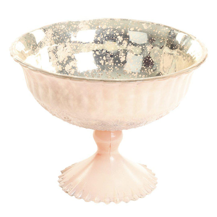 Antique Glass Compote Bowl Pedestal Flower Bowl Centerpiece, Set of 1-Set of 1-Koyal Wholesale-Blush Pink-7" D x 5" H-