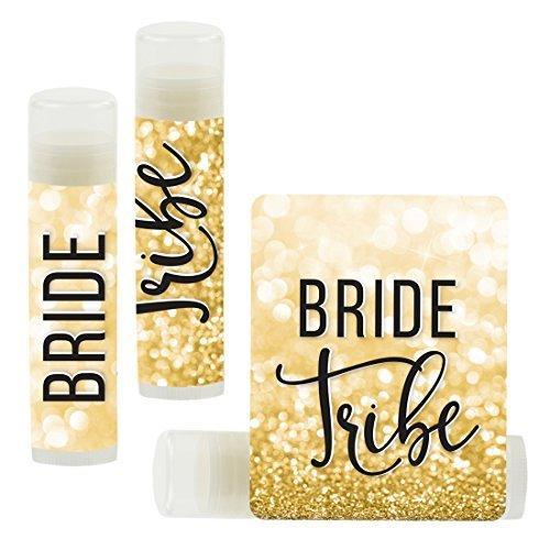 Bachelorette Faux Gold Glitter Shimmer, Lip Balm Favors-Set of 12-Andaz Press-Bride Tribe-