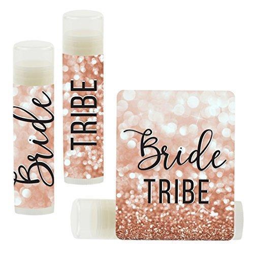 Bachelorette Faux Rose Gold Glitter Shimmer, Lip Balm Favors-Set of 12-Andaz Press-Bride Tribe-