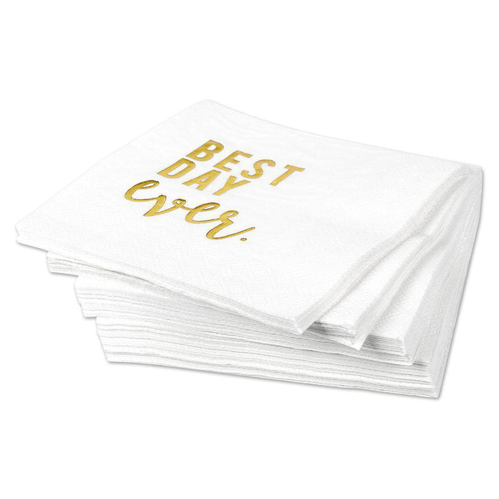 Best Day Ever Funny Cocktail Napkins-Set of 50-Andaz Press-Gold-