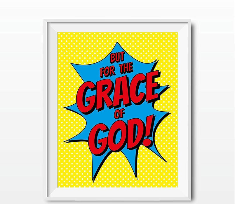 Bible Verses Religious Wall Art, Superhero Pop Art-Set of 1-Andaz Press-But for the Grace of God-