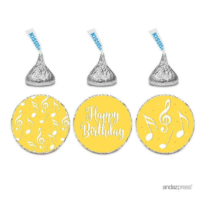 Birthday Hersheys Kisses Stickers-Set of 216-Andaz Press-Music Note Happy Birthday-