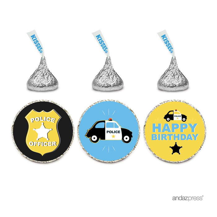 Birthday Hersheys Kisses Stickers-Set of 216-Andaz Press-Police Car and Badge-