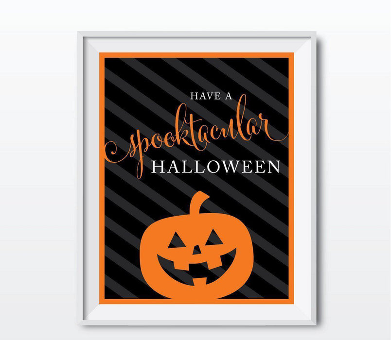 Black & Orange Classic Halloween Party Signs-Set of 1-Andaz Press-Have A Spooktacular Halloween-
