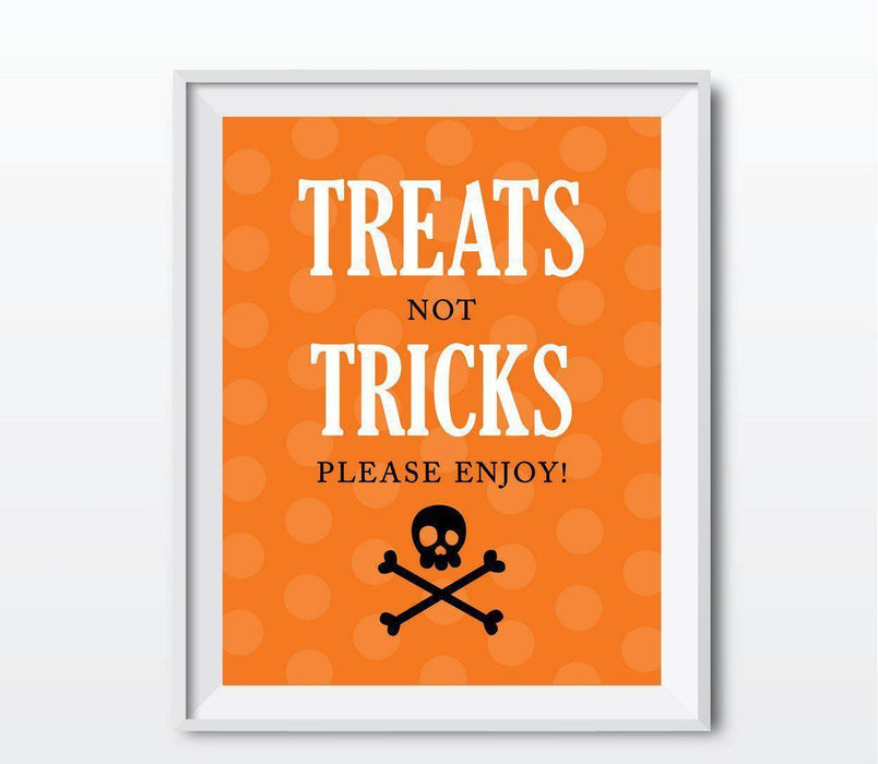 Black & Orange Classic Halloween Party Signs-Set of 1-Andaz Press-Treats & Tricks-