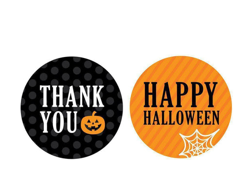 Black & Orange Halloween Thank You Circle Label Stickers-Set of 40-Andaz Press-Thank You-