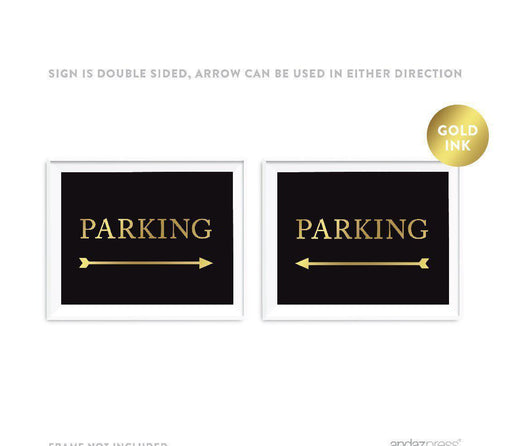 Black and Metallic Gold Wedding Direction Signs-Set of 1-Andaz Press-Parking-
