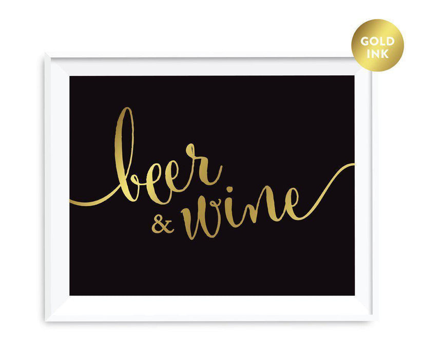 Black and Metallic Gold Wedding Signs-Set of 1-Andaz Press-Beer & Wine Bar-
