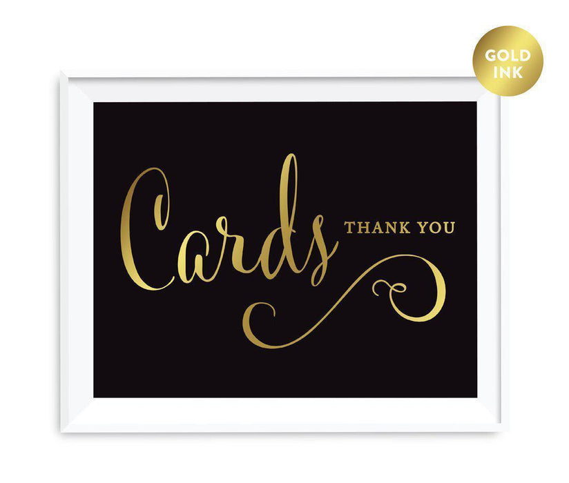 Black and Metallic Gold Wedding Signs-Set of 1-Andaz Press-Cards Thank You-