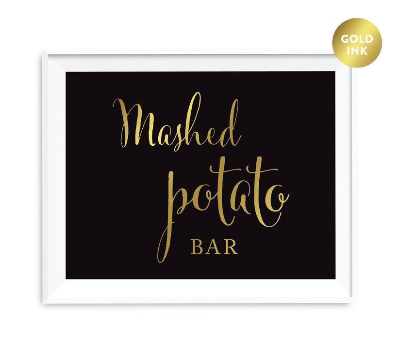 Black and Metallic Gold Wedding Signs-Set of 1-Andaz Press-Mashed Potato Bar Please Enjoy-