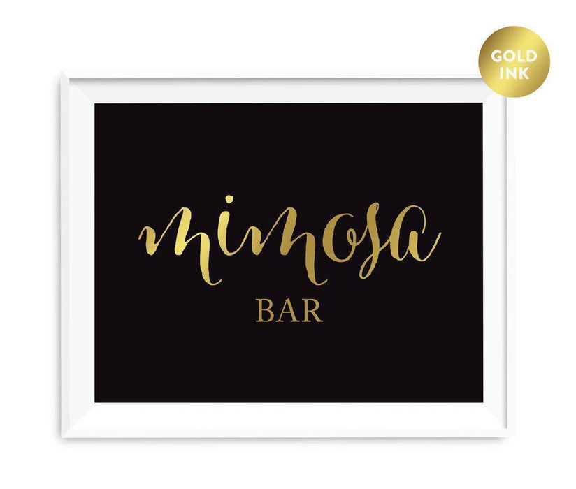 Black and Metallic Gold Wedding Signs-Set of 1-Andaz Press-Mimosa Bar-