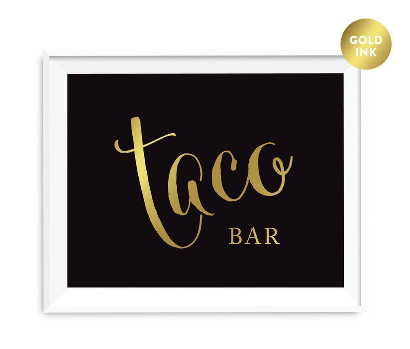 Black and Metallic Gold Wedding Signs-Set of 1-Andaz Press-Taco Bar-