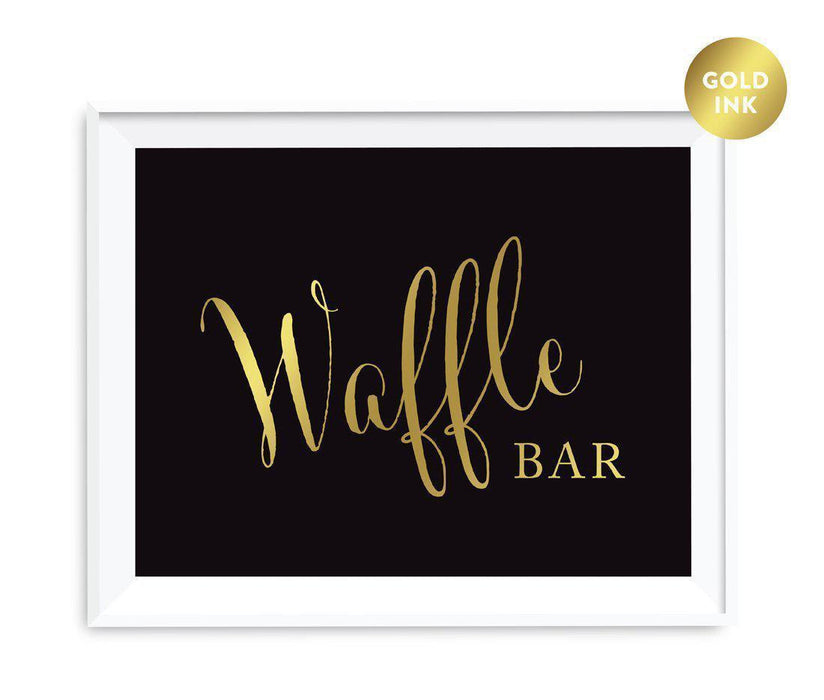 Black and Metallic Gold Wedding Signs-Set of 1-Andaz Press-Waffle Bar-