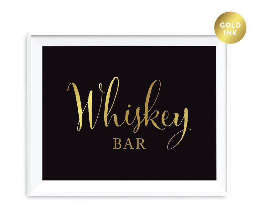 Black and Metallic Gold Wedding Signs-Set of 1-Andaz Press-Whiskey Bar-