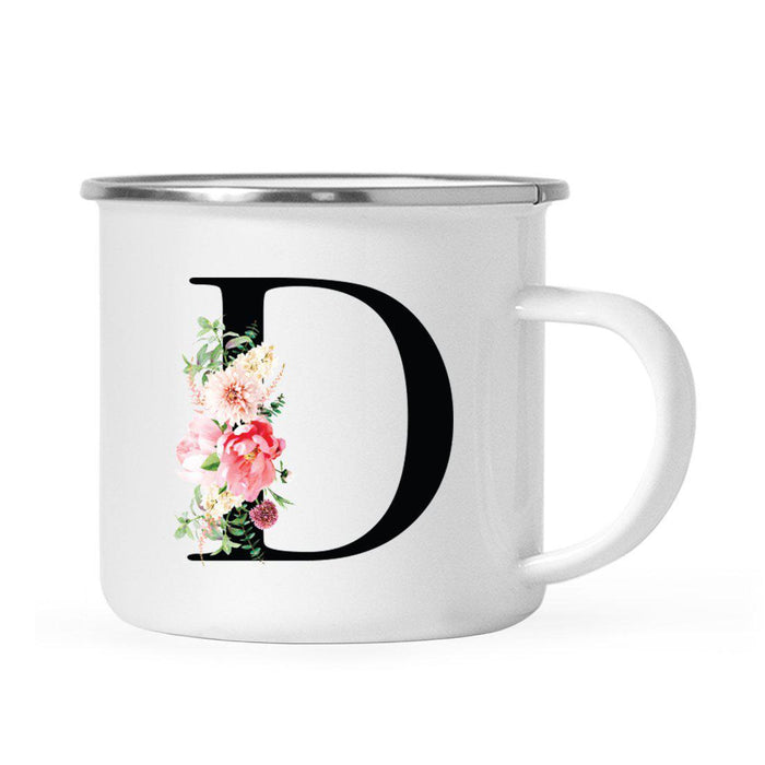 Blush Floral Monogram Campfire Coffee Mug-Set of 1-Andaz Press-Letter D-