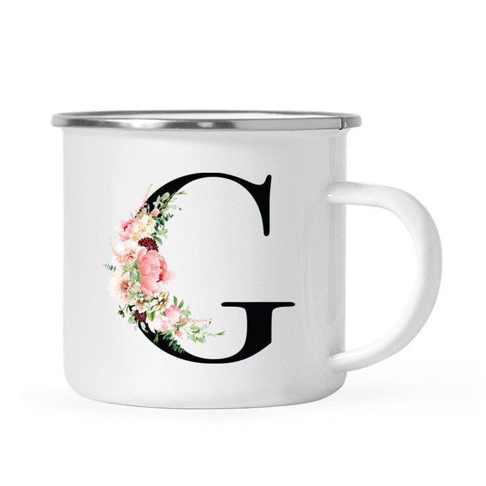 Blush Floral Monogram Campfire Coffee Mug-Set of 1-Andaz Press-Letter G-
