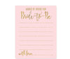 Blush Pink Gold Glitter Print Wedding Bridal Shower Game Cards-Set of 20-Andaz Press-Words of Wisdom-