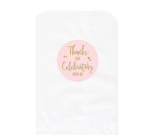 Blush Pink Gold Glitter Print Wedding Favor Bag DIY Party Favors Kit, Thank You!-Set of 24-Andaz Press-
