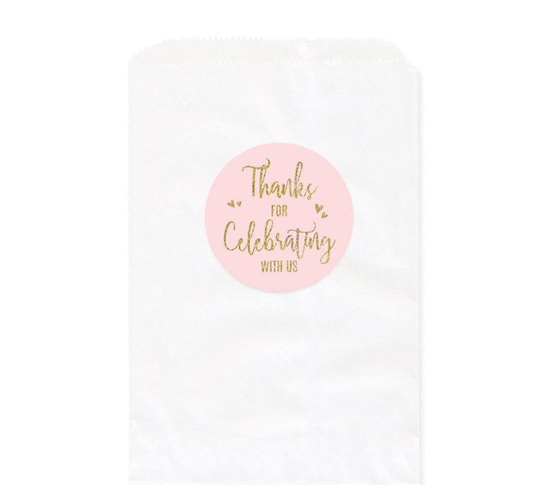 Blush Pink Gold Glitter Print Wedding Favor Bag DIY Party Favors Kit, Thank You!-Set of 24-Andaz Press-
