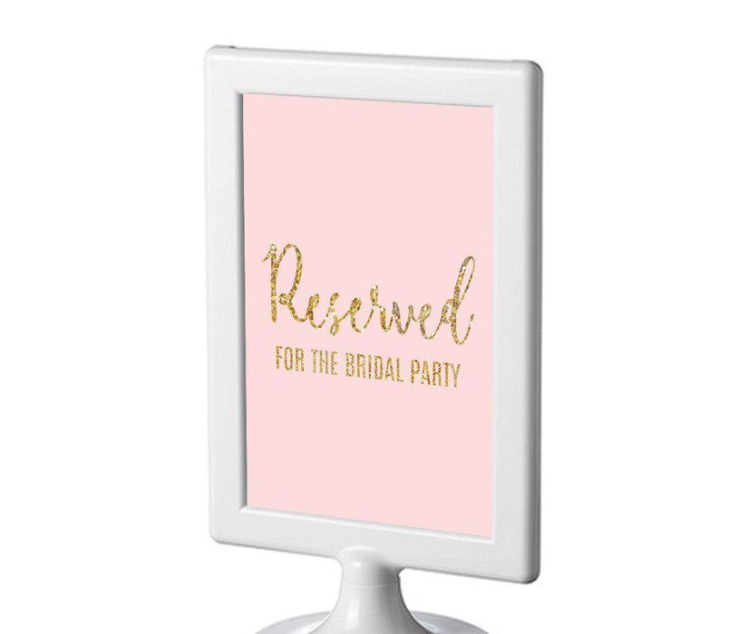 Blush Pink Gold Glitter Print Wedding Framed Party Signs-Set of 1-Andaz Press-Reserved For The Bridal Party-