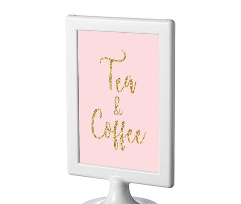 Blush Pink Gold Glitter Print Wedding Framed Party Signs-Set of 1-Andaz Press-Tea & Coffee-