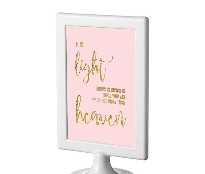 Blush Pink Gold Glitter Print Wedding Framed Party Signs-Set of 1-Andaz Press-This Light Burns Memorial-